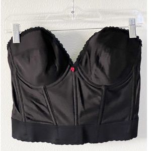 Vintage Carnival Black Bustier Corset Bra ILGWU Size 38C